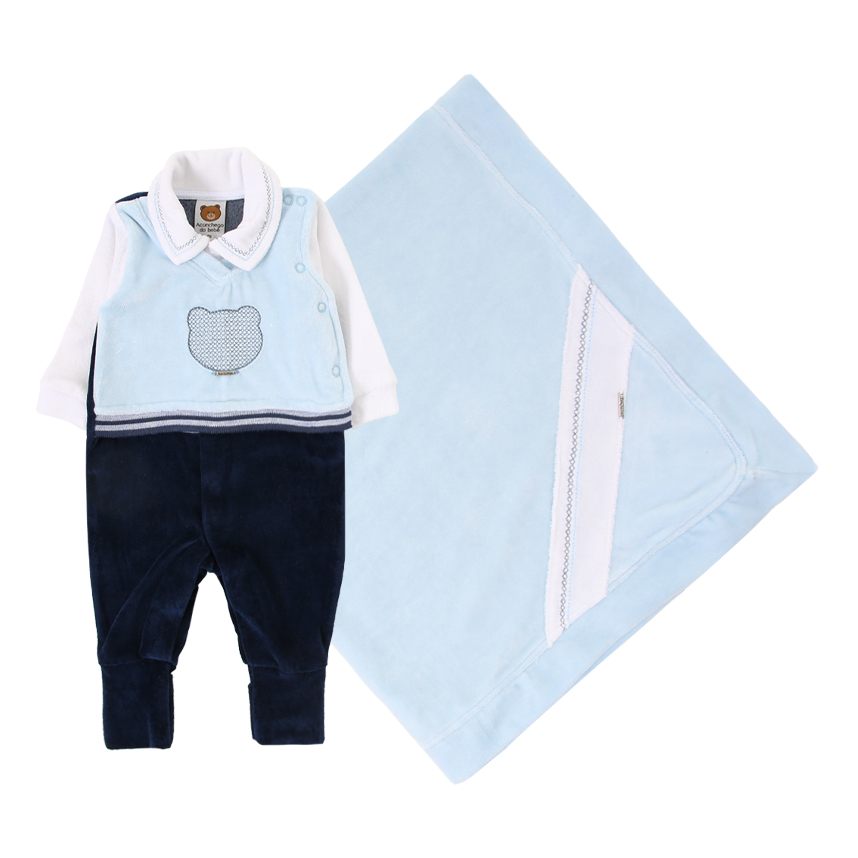 Saída de Maternidade Aconchego Gola Bordada Urso 2 Peças Saída de Maternidade Aconchego Gola Bordada Urso 2 Peças