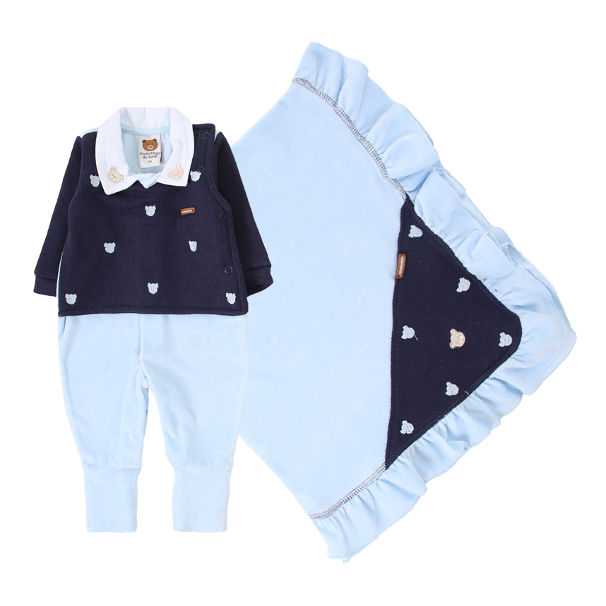 Saída de Maternidade Aconchego Gola Pala Bordada - 2 Peças Saída de Maternidade Aconchego Gola Pala Bordada - 2 Peças