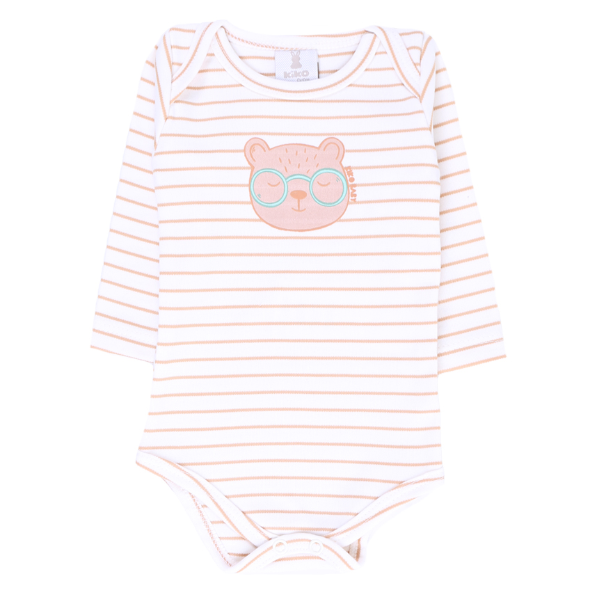 Kit 03 Body KiKo Baby Manga Longa Ursinho