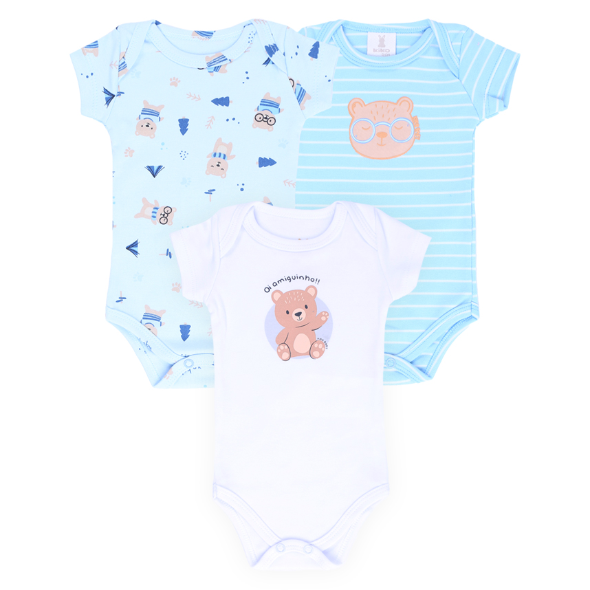 Kit 03 Body KiKo Baby Manga Curta Ursinho