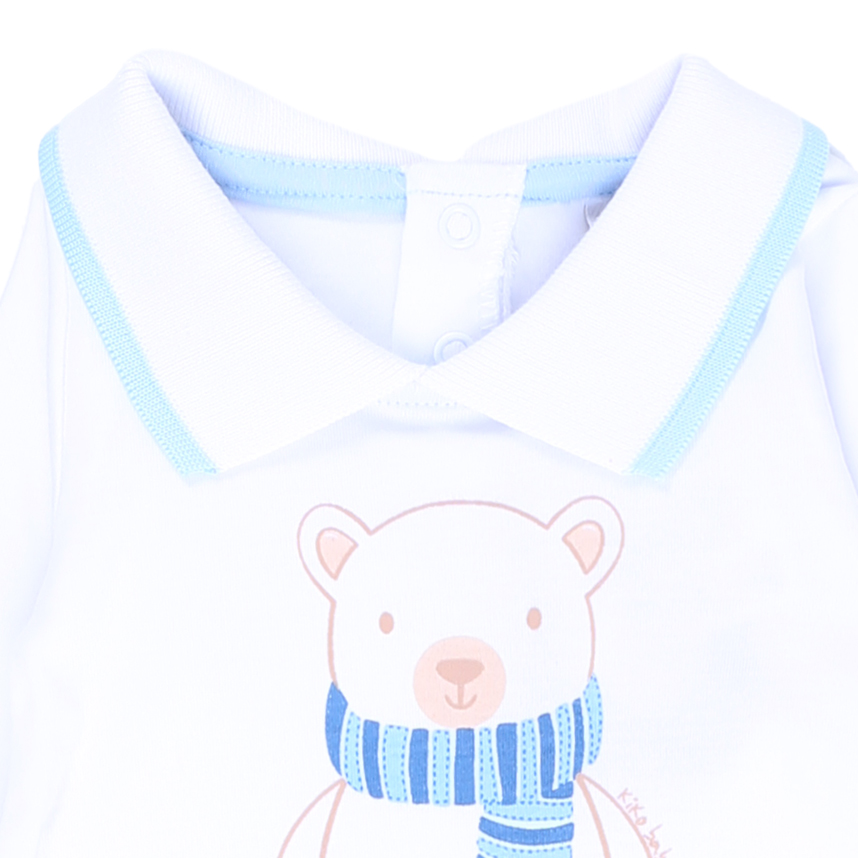 Macacão Longo Kiko Com Gola Estampa Urso Cachecol Em Suedine Macacão Longo Kiko Com Gola Estampa Urso Cachecol Em Suedine