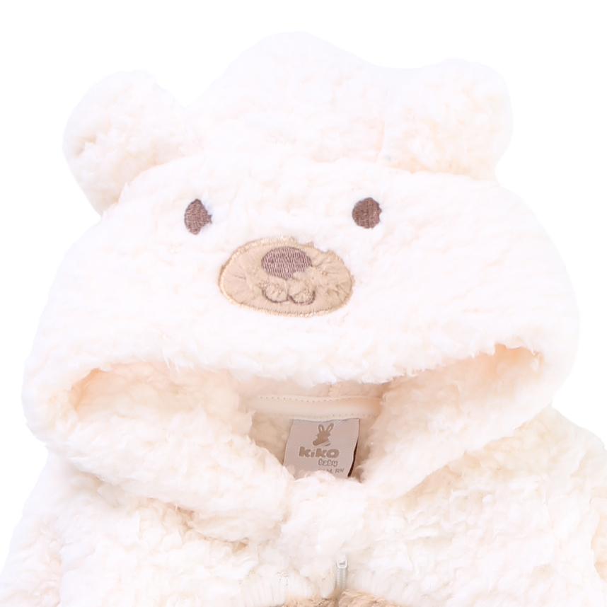 Macacão Bebê KiKo Baby Longo Pelo Sherpa com Capuz de Urso