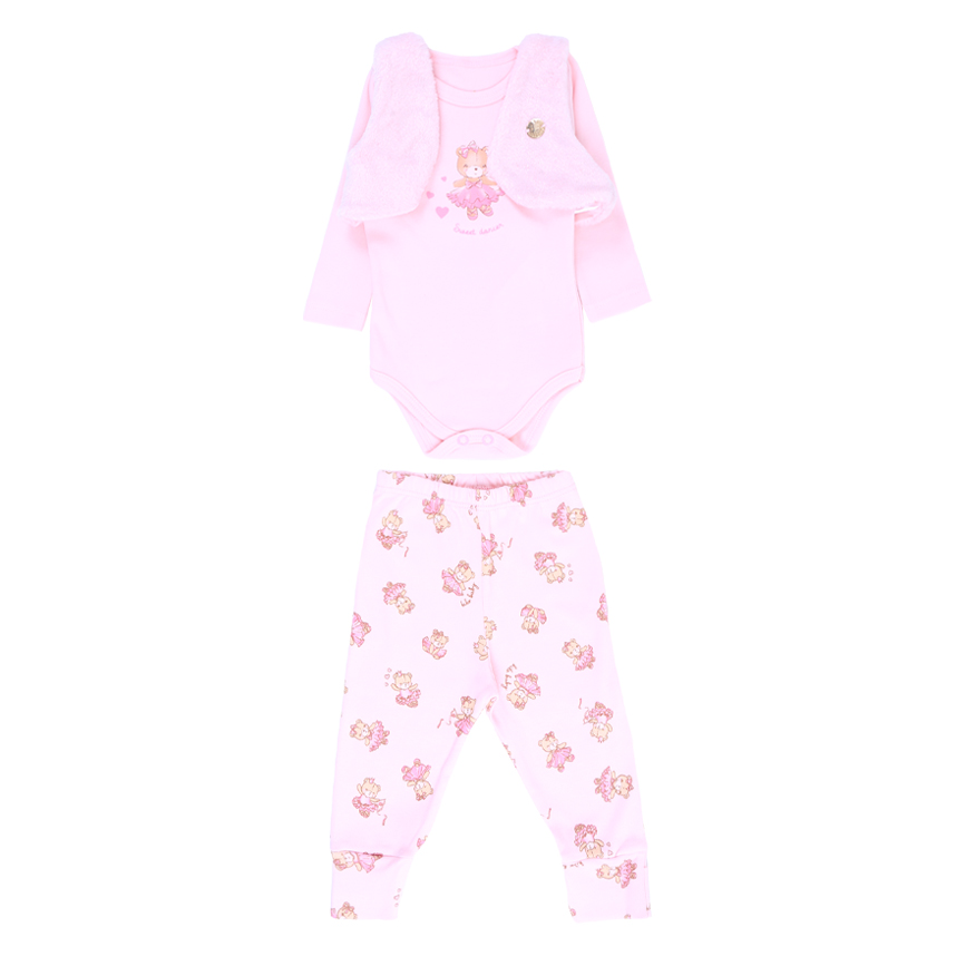 Conjunto KiKo Baby Body Com Calça E Colete Peluciado Conjunto KiKo Baby Body Com Calça E Colete Peluciado