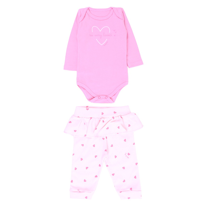 Conjunto KiKo Baby Body Manga Longa e Calça com Babados
