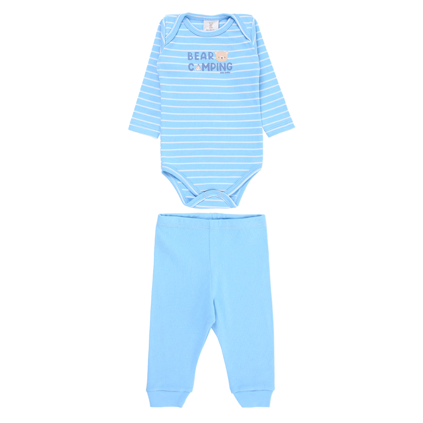 Conjunto Kiko Baby Body Listrado Manga Longa e Calça