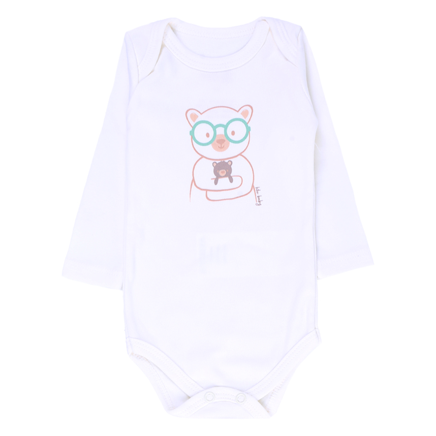Conjunto KiKo Baby Body Ursinho Manga Longa e Calça