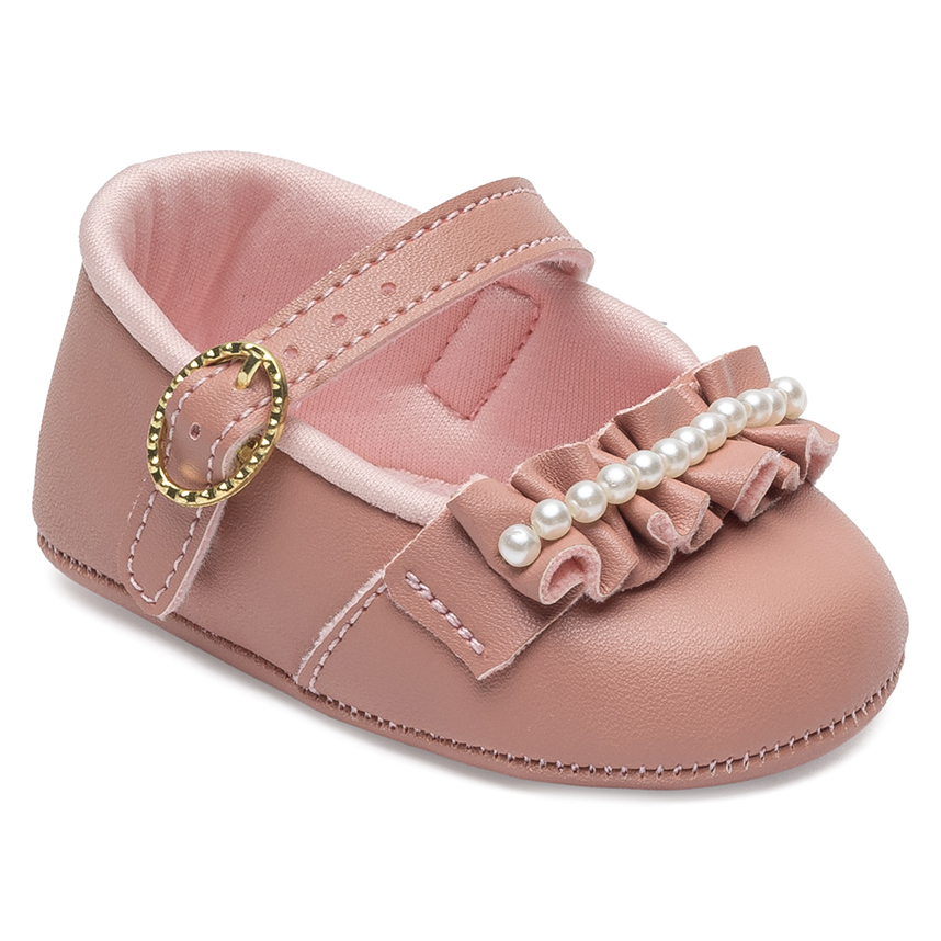 Sapato Bebê Pimpolho Fivela Com Detalhe Em Pérola