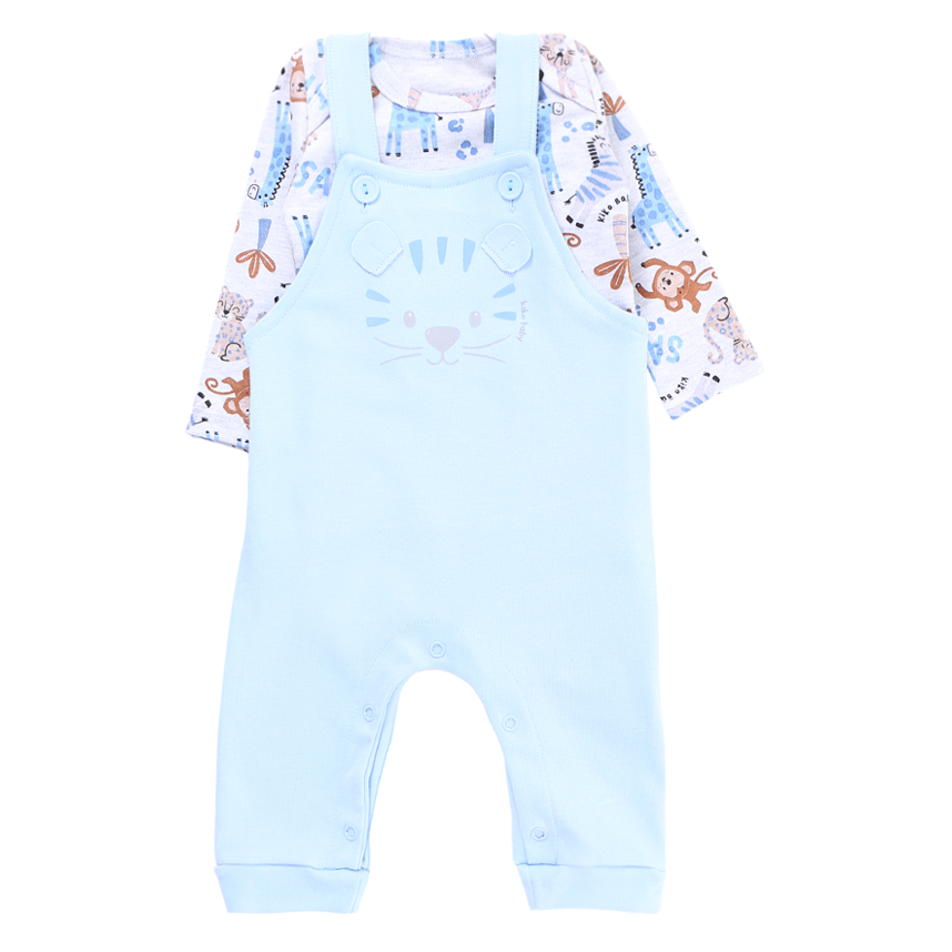 Conjunto KiKo Baby Body Manga Longa E Jardineira Em Suedine Conjunto KiKo Baby Body Manga Longa E Jardineira Em Suedine