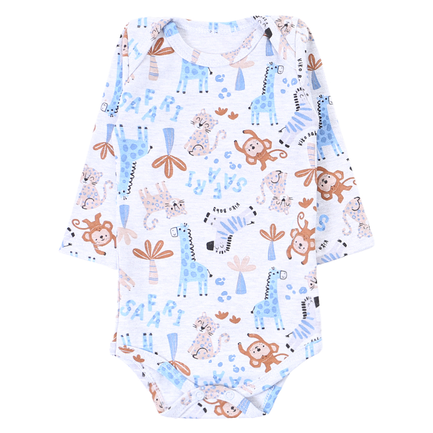 Conjunto KiKo Baby Body Manga Longa E Jardineira Em Suedine Conjunto KiKo Baby Body Manga Longa E Jardineira Em Suedine