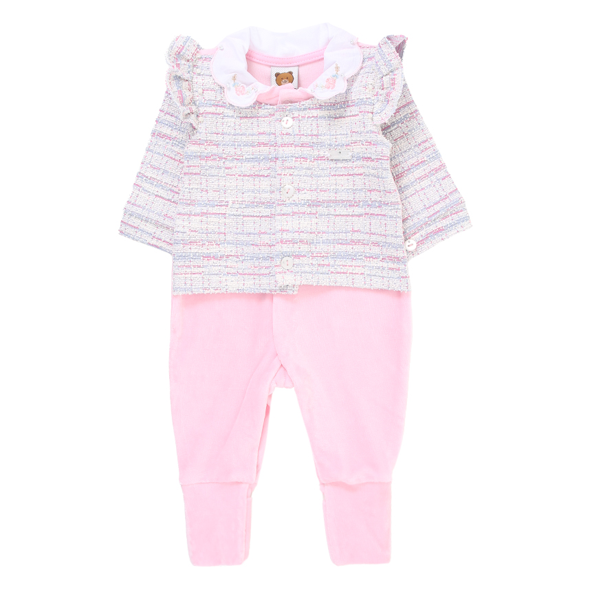 Macacão Longo Bebê Aconchego Com Pérolas E Bordado Macacão Longo Bebê Aconchego Com Pérolas E Bordado