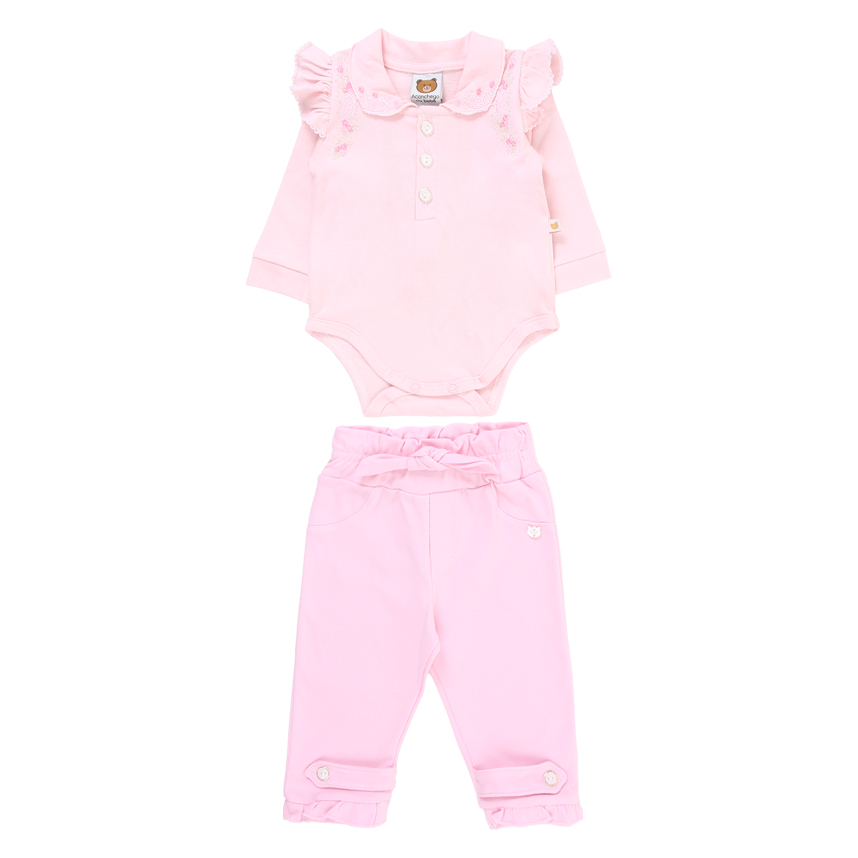 Conjunto Bebê Aconchego Body Bordado Floral E Calça Conjunto Bebê Aconchego Body Bordado Floral E Calça