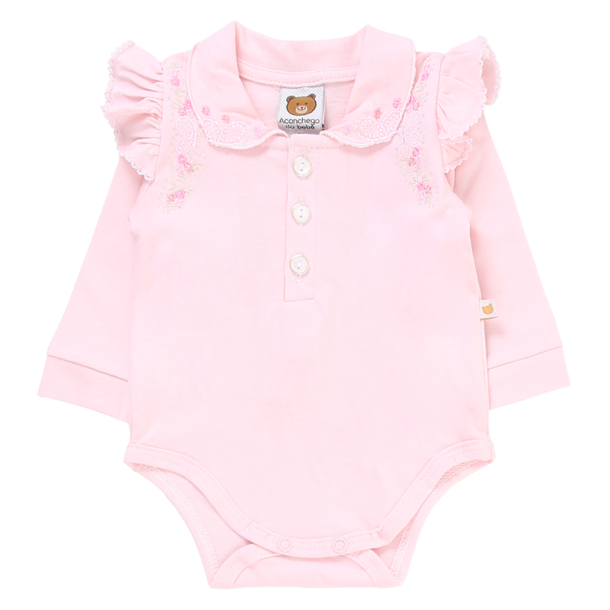 Conjunto Bebê Aconchego Body Bordado Floral E Calça Conjunto Bebê Aconchego Body Bordado Floral E Calça