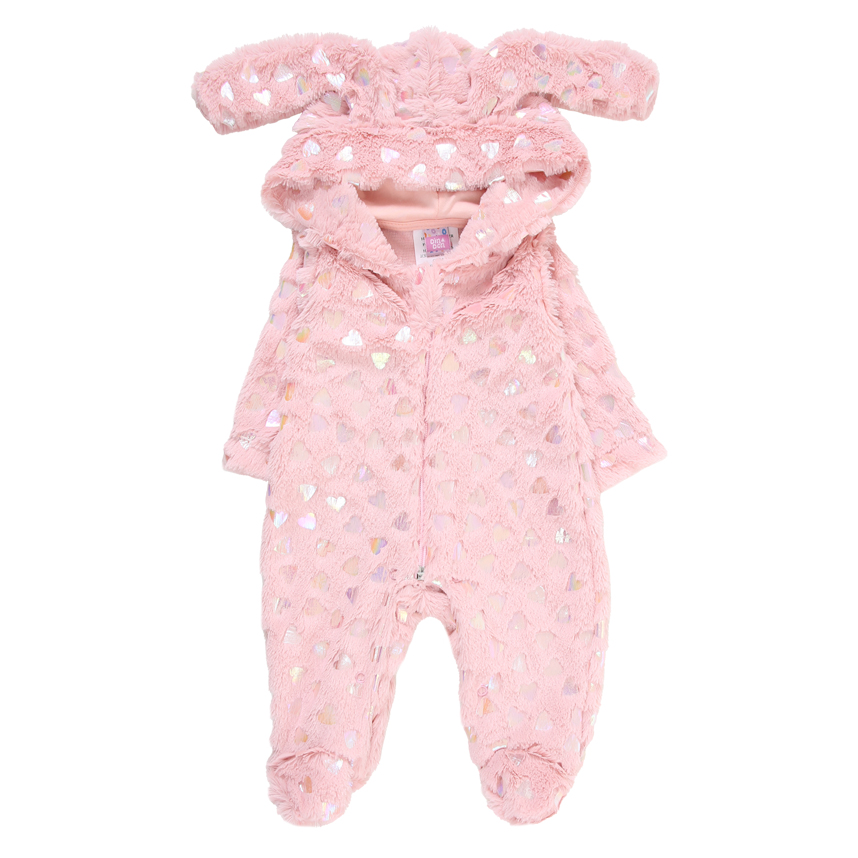 Macacão Longo Bebê Din Don Com Capuz de Orelhinha