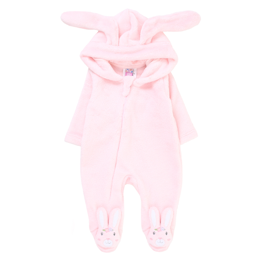 Macacão Longo Bebê Din Don Com Capuz Orelha Coelho de Pelinho Macacão Longo Bebê Din Don Com Capuz Orelha Coelho de Pelinho