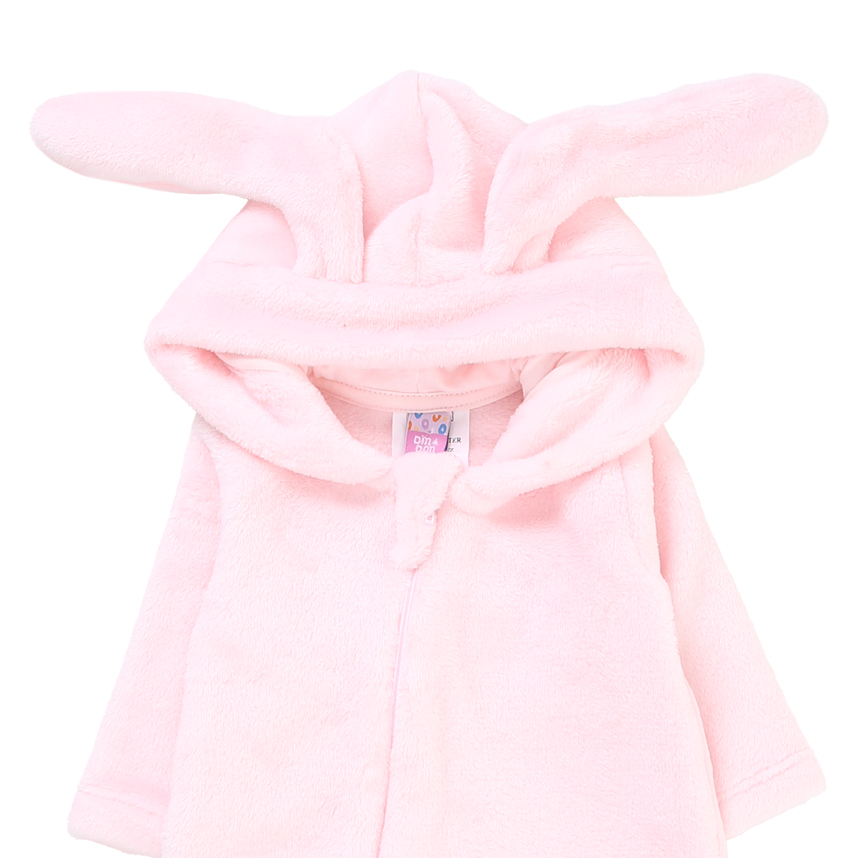 Macacão Longo Bebê Din Don Com Capuz Orelha Coelho de Pelinho Macacão Longo Bebê Din Don Com Capuz Orelha Coelho de Pelinho