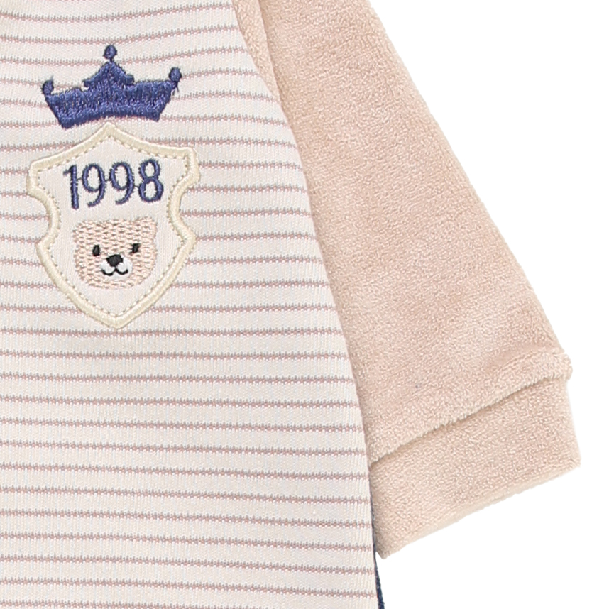 Macacão Longo Bebê Din Don Plush Listrado Urso