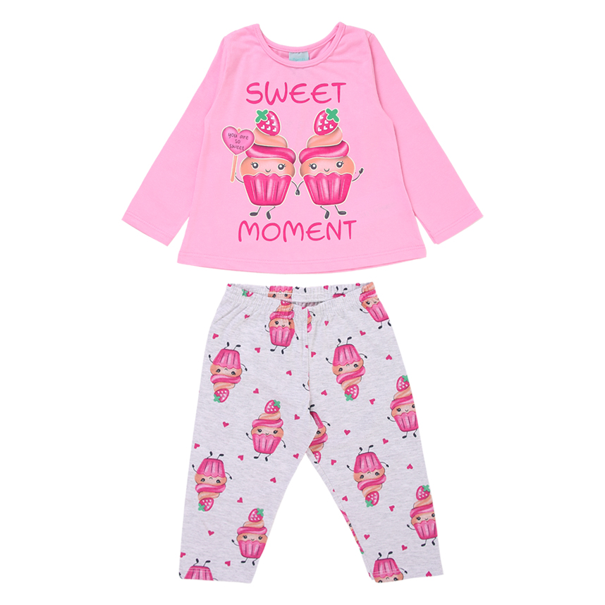 Pijama Kyly em Meia Malha com Estampa de Cup Cake