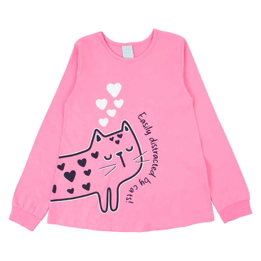 Pijama Kyly em Meia Malha com Estampa de Gatinho Pijama Kyly em Meia Malha com Estampa de Gatinho