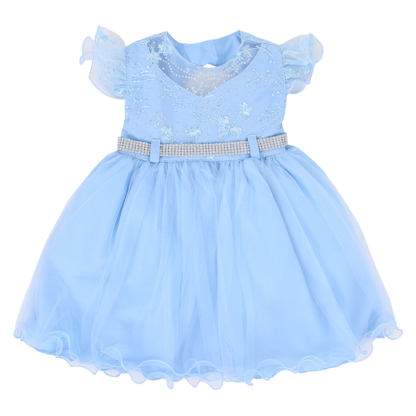 Vestido Bebê Menina Bonita Com Bordados e Manga Tule Vestido Bebê Menina Bonita Com Bordados e Manga Tule