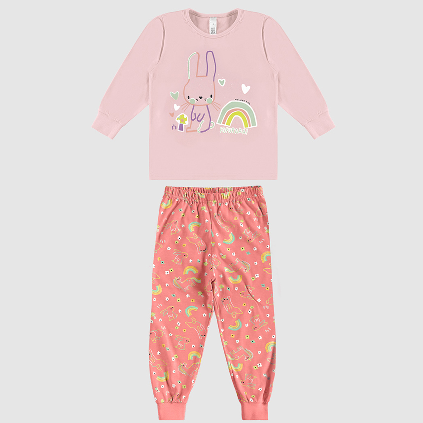 Pijama Infantil Malwee Manga Longa em Meia Malha