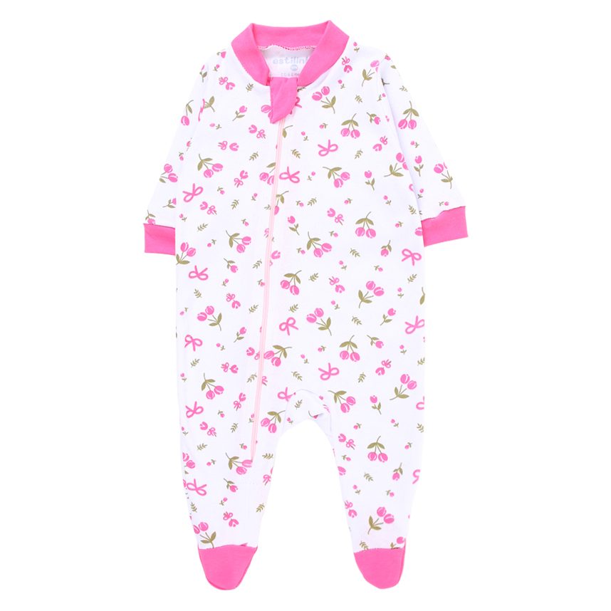 Macacão Estilinho Manga Longa em Suedine Flores