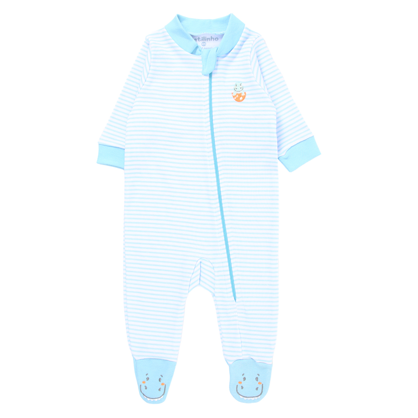 Macacão Estilinho em Suedine Manga Longa com Listras