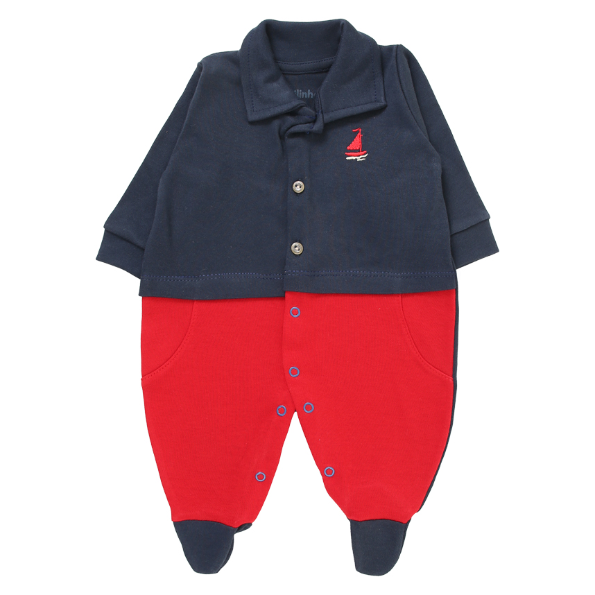 Macacão Estilinho em Suedine Manga Longa com Gola