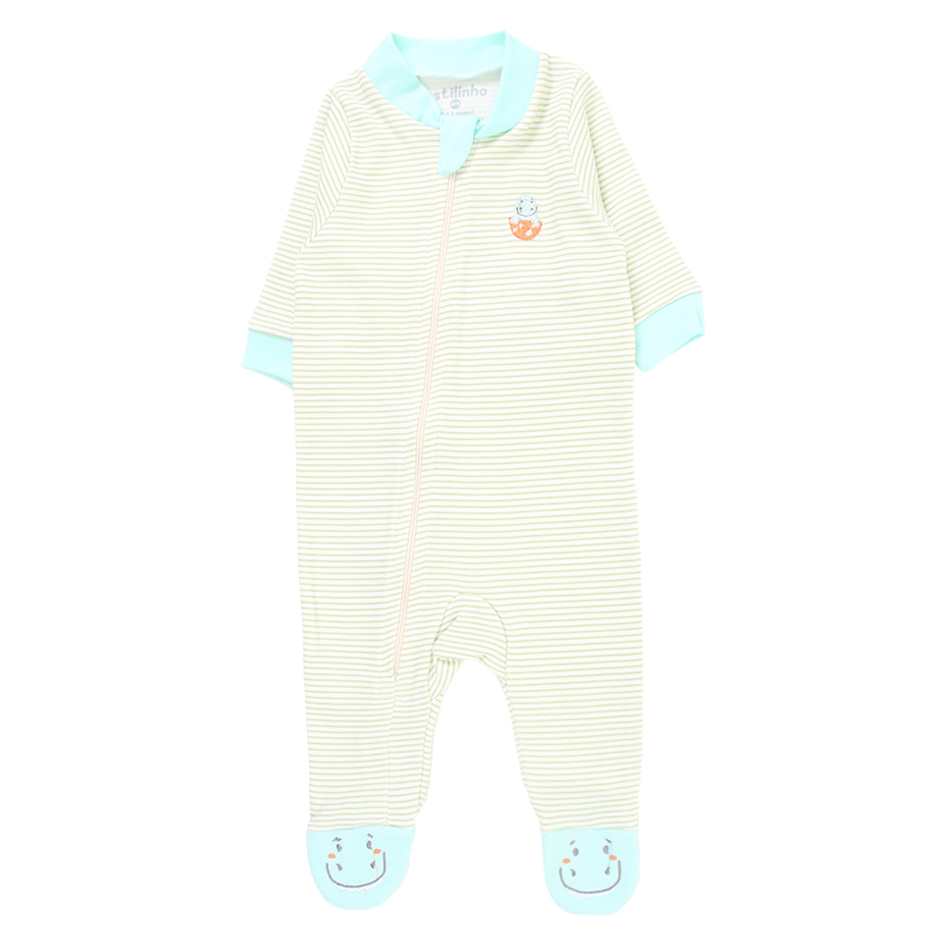 Macacão Estilinho em Suedine Manga Longa com Listras