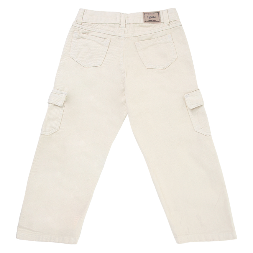 Calça Infantil Kookabu Em Sarja Wide Leg Bolso Cargo