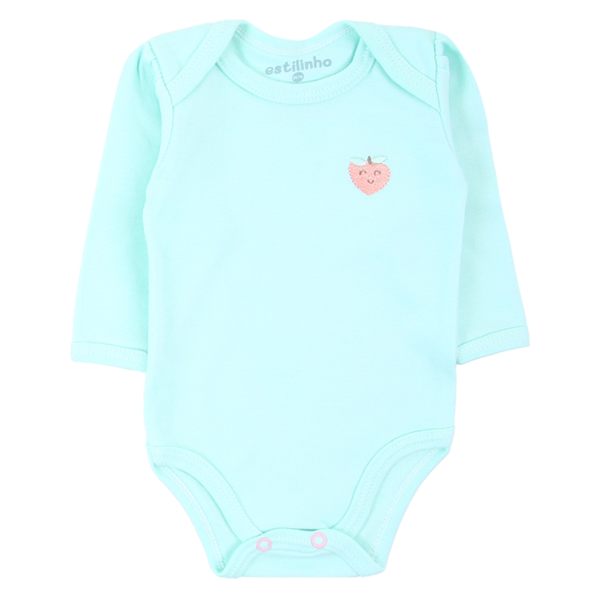 Kit 03 Body Estilinho Manga Longa Bordado de Fruta