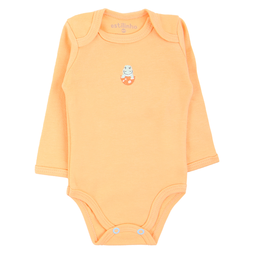 Kit 03 Body Estilinho Manga Longa Bordado de Dinossauro