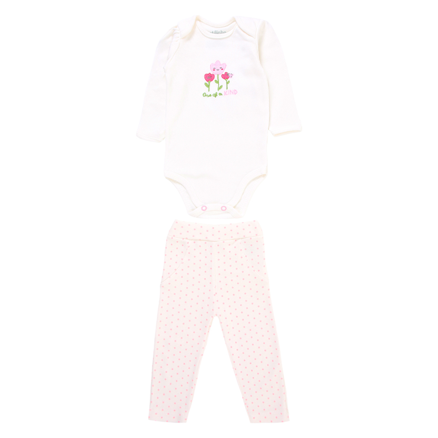 Conjunto Estilinho Body e Calça Bordado de Flores
