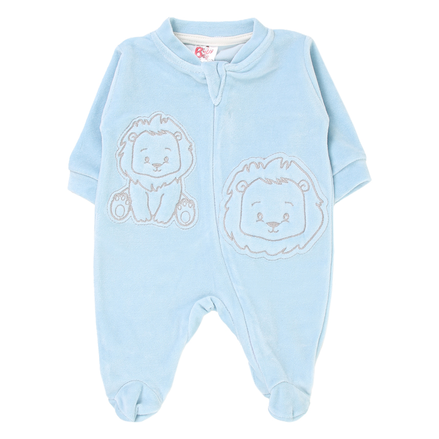 Macacão Longo Bebê Baby Bee Plush Com Zíper e Bordado Leão