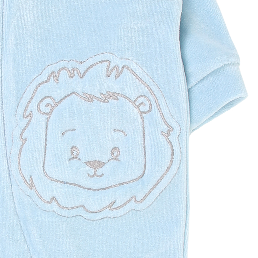 Macacão Longo Bebê Baby Bee Plush Com Zíper e Bordado Leão