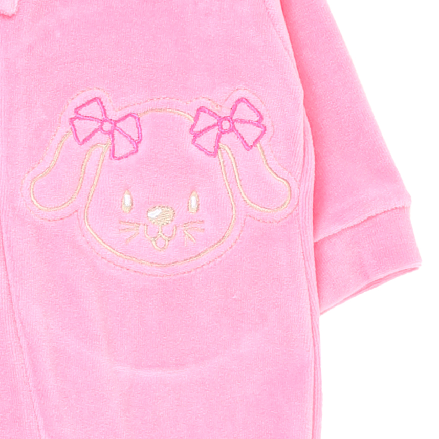 Macacão Longo Bebê Baby Bee Plush Com Zíper e Bordado Dog