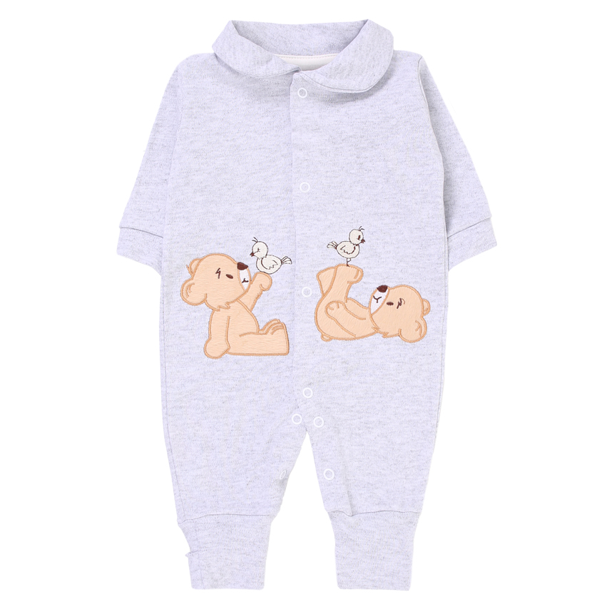 Macacão Baby Bee Manga Longa com Gola em Suedine