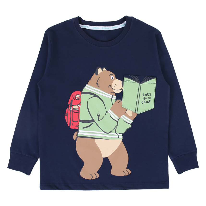 Camiseta Kookabu Manga Longa Estampa de Urso