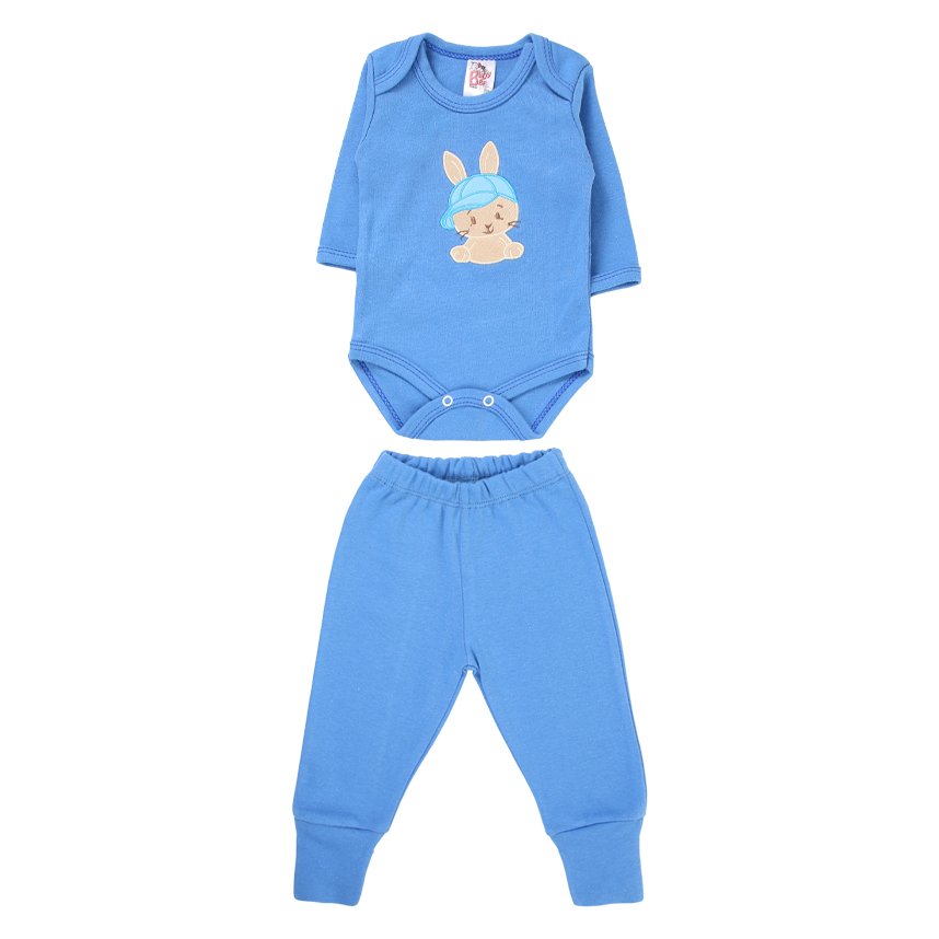 Conjunto Baby Bee em Suedine com Bordado de Coelhinho