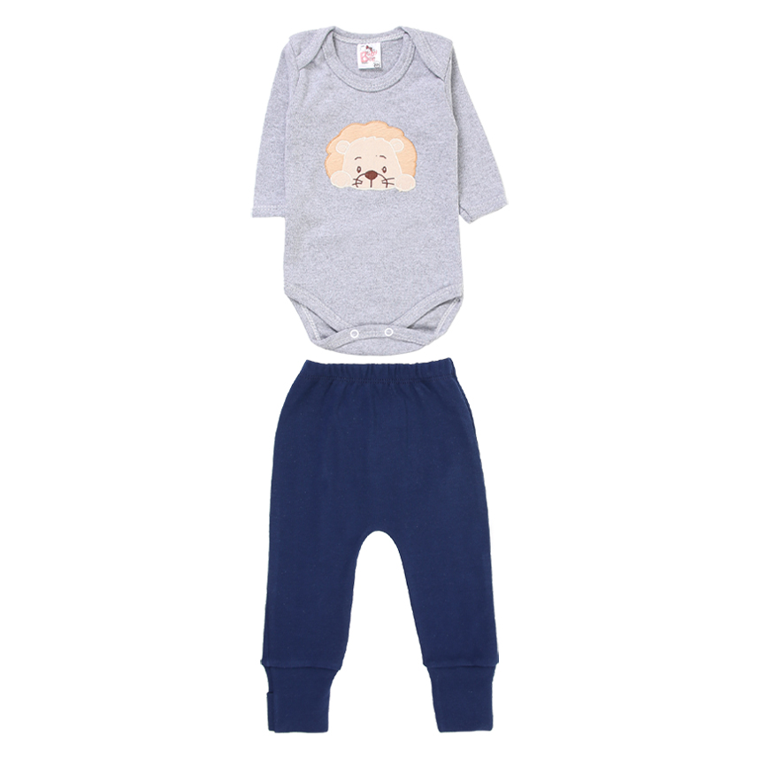 Conjunto Baby Bee em Suedine Bordado de Leão