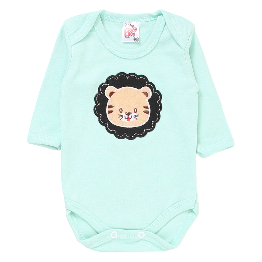 Conjunto Bebê Baby Bee Manga Longa Sem Pé Com Bordado Leão