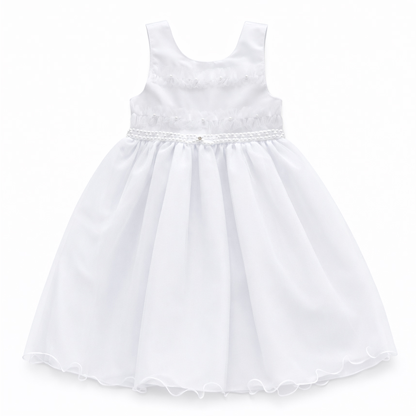 Vestido Batizado Color Mine com Pérolas e Bolero Vestido Batizado Color Mine com Pérolas e Bolero