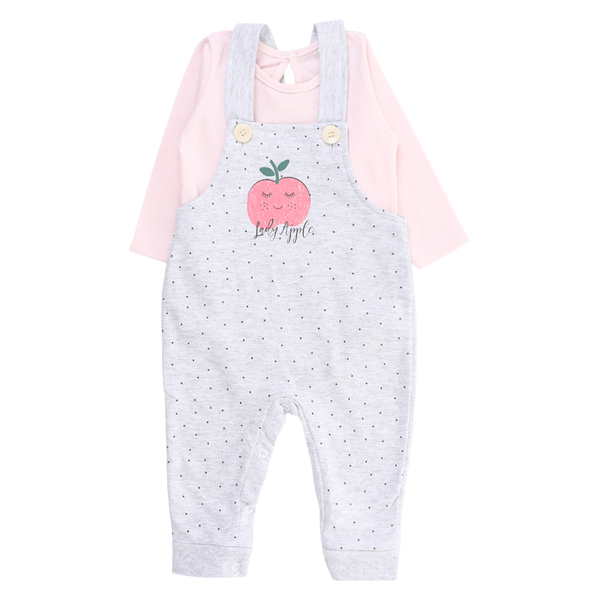 Macacão Longo Bebê Junkes Baby Jardineira + Body Estampa Frutinhas