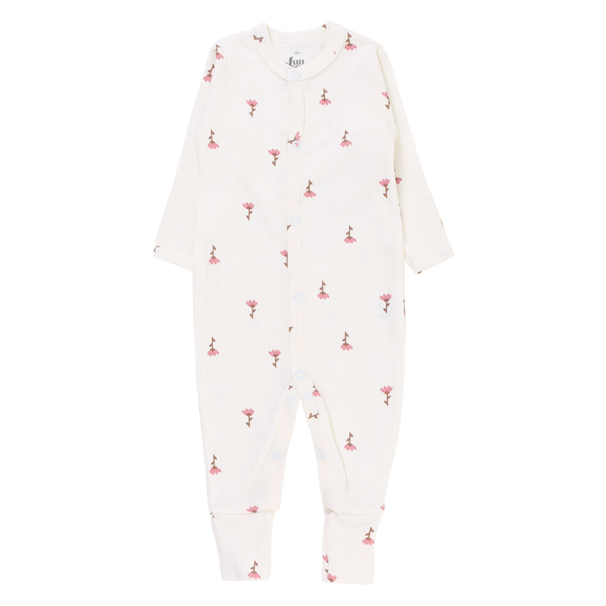 Macacão Longo Bebê Junkes Baby Suedine Canelado Estampa Floral