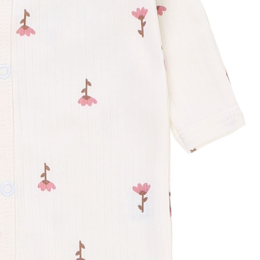 Macacão Longo Bebê Junkes Baby Suedine Canelado Estampa Floral