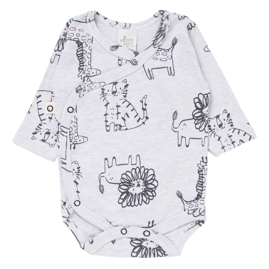 Conjunto Bebê Junkes Body Manga Longa Estampa Safari - 2 Peças