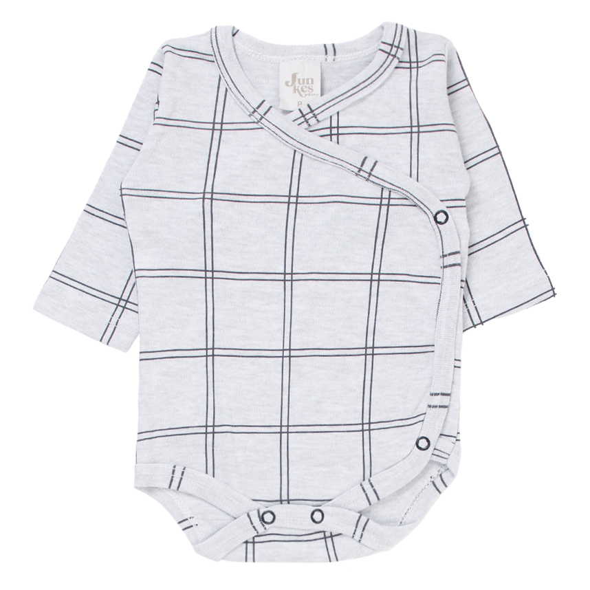 Conjunto Body Bebê Junkes Manga Longa Estampa Xadrez - 2 Peças Conjunto Body Bebê Junkes Manga Longa Estampa Xadrez - 2 Peças