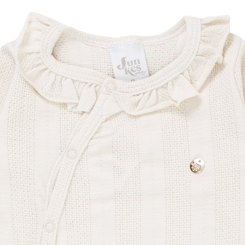 Macacão Longo Junkes Baby Em Algodão Gola Babado