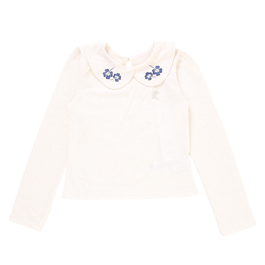 Conjunto Infantil Kiki Blusa Gola Bordada Flores