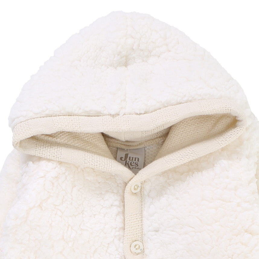 Macacão Longo Bebê Junkes Pelo Carneirinho Com Capuz