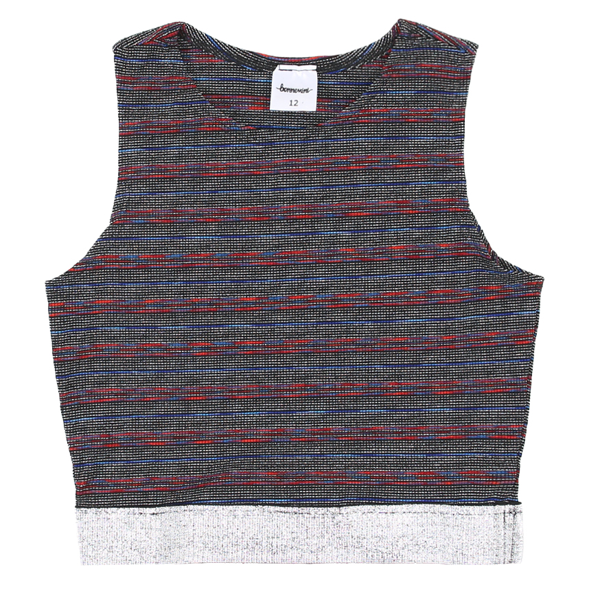 Blusa Juvenil Bonnemini Cropped Listrado Lurex